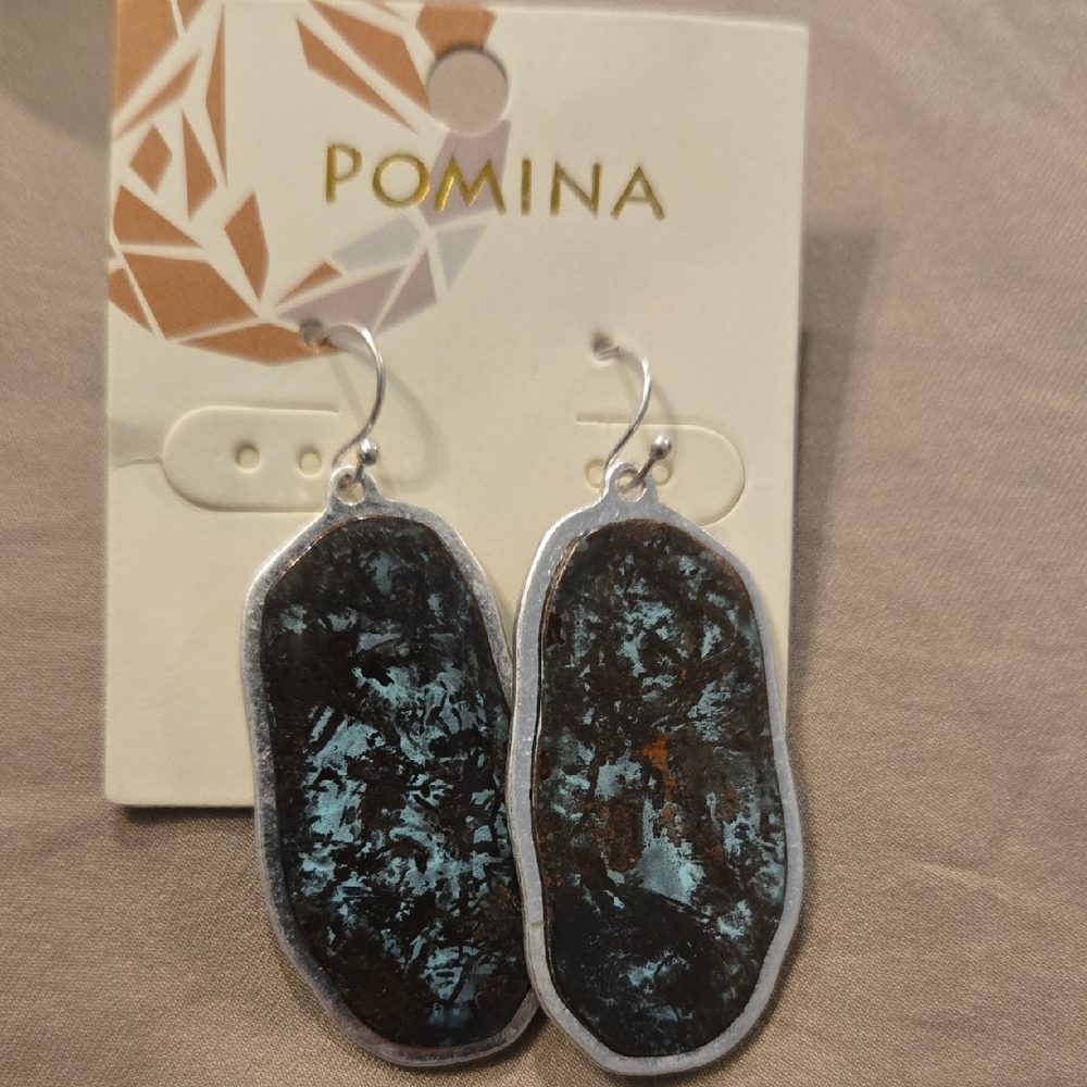 Pomina Black and Blue Stone Earrings